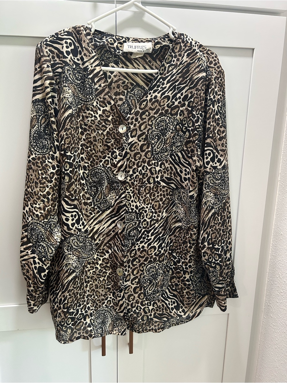 Truffles Brown Animal Print Button-Down Shirt
